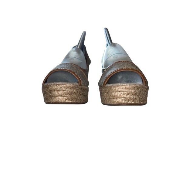 TORY BURCH Plata Royal MAJORCA Platform Wedge Peep Toe Sandals 39/9 - Picture 4 of 13